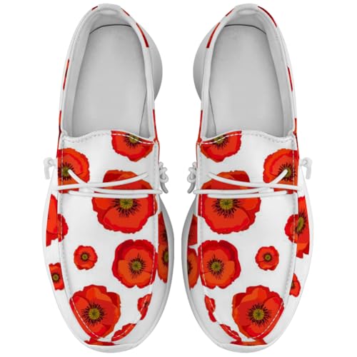 Poppy Loafers Women Floral Print Slip-on Shoes Walking Sneakers Gifts for Women Men