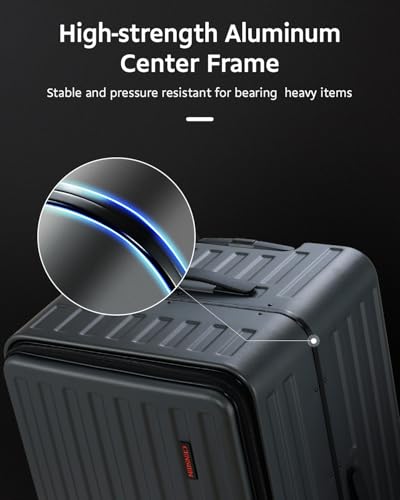 Checked Luggage, Large Suitcase 29 Inch Trunk Luggage with Spinner Wheels, Lightweight ABS+PC Hard Shell with Aluminum Frame, Top Opening, TSA Lock (Black, 1PC)4