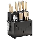 カーボンスチール製 キッチンラック 調理器具収納 おしゃれ カトラリー立て フォーク スプーン ナイフ 多機能 省スペース 台所整理 インテリア グレー ホワイト ブラック(Black)