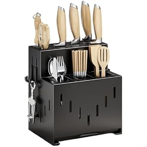 カーボンスチール製 キッチンラック 調理器具収納 おしゃれ カトラリー立て フォーク スプーン ナイフ 多機能 省スペース 台所整理 インテリア グレー ホワイト ブラック(Black)