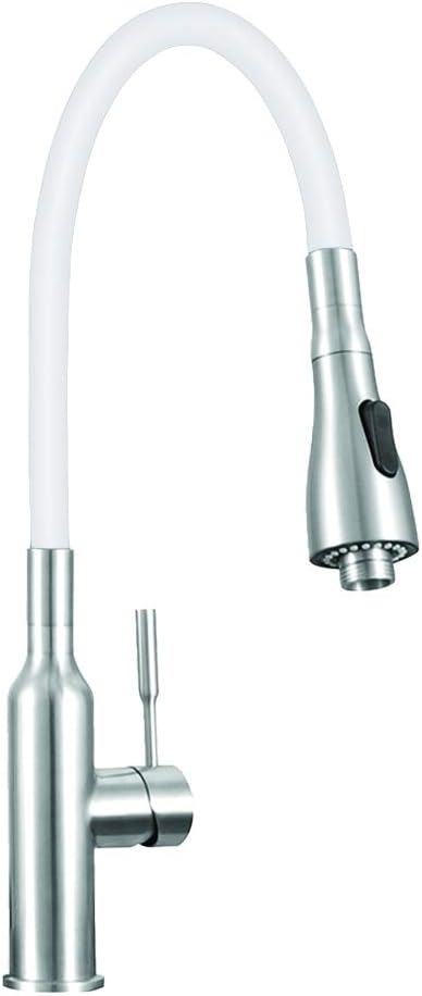 Transolid PF7509B Kitchen/Laundry Faucet with Dual Spray and Flex Neck in White