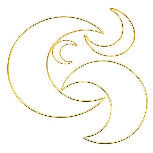 Cerceaux en Métal en Forme de Lune, Lot de 4 Anneaux en Métal pour Attrape-rêves pour Artisanat Décoration de Maison, Bricolage, Couronnes, Macramé, Tissage, Chambre à Coucher (5cm,10cm,15cm,20cm) Cover