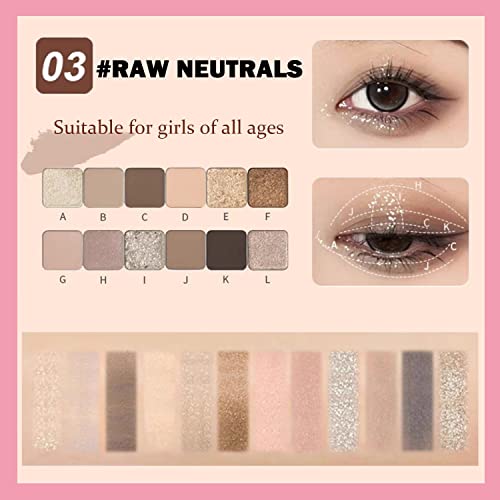 Sulily 12 Colors Eyeshadow Palette Makeup Matte Nude Eye Shadow,High Pigmented, Naturing-Looking, Ultra-Blendable,Long Lasting High Neutral For Older Women (03#Cement Color) #TOP3