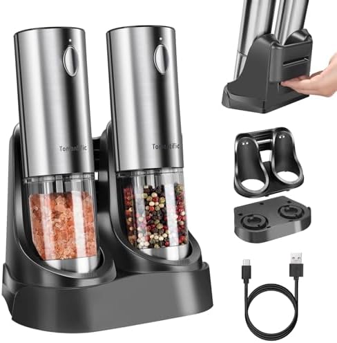 [Upgraded Larger Capacity] Electric Salt and Pepper Grinder Set T...
