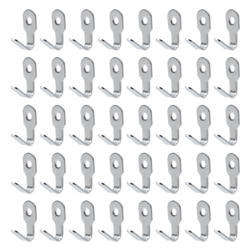 Image of Oedema 40 Pcs Wall Mounted Hook Hangers Stainless Steel Single Hook with Screws Small Coat Hooks Hanger for Keys, Cups, Hats, Towel, Silver
