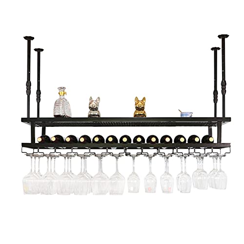 Casier à vin mural en métal avec support de verre suspendu pour cuisine - 2