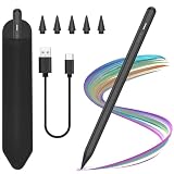 Stylus Pen for iPad 2018-2025, USB C Fast Charging Magnetic Pen with Tilt Sensitivity & Palm Rejection, Pencil for IPad a16/6/7/8/9/10/11, iPad Pro 11'/12.9'/M4, iPad Air 3/4/5/M2/M3, Black
