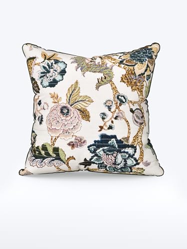 Image of Pure Cotton Quilted Cushion Cover 16x16 Inch | Anokhi Print Decorative Throw Pillow Cover | Soft Cotton Sofa Cushion Cover with Hidden Zipper | Living Room Bedroom Home Decor