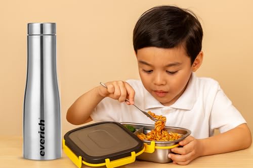 Image of Stainless Steel Lunch Box 800ml with 1000ml Water Bottle - Leak-Proof, BPA-Free & Lightweight Combo Set for Office, School, Travel & Picnic
