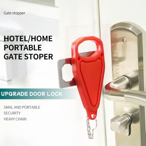 Portable Door Locker - Travel & Home Security Lock, Heavy Duty Anti-Theft Lock (Red+Black) - Image 3
