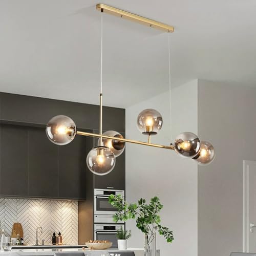 Generic LAMP1007PENDANT88-22_4 6 Light Modern Chandelier Globe Glass Hanging Pendant Lights Pendant Lamp Height Adjustable Large Pendant Lighting Ceiling E27 Ceiling Lights For Kitchen Island Bedroom Dining thumb #2
