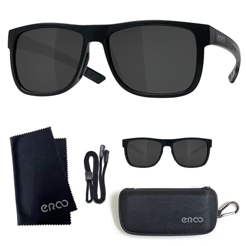 ER00 HD polarisierte XL Sonnenbrille für Herren und Damen, Angeln, Laufen, Radfahren, Segeln, Fahren, Wandern und Outdoor-Sport, Geschenke, F20145-Schwarz, X-Large
