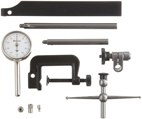 Starrett Dial Test Indicator, 196A5Z Universal Set with Back Plunger, White Face, 0-50-0 Reading, 0-0.2" Range, 0.001" Graduation, 1/4â€ Diameter Stainless Steel Shank for Mounting