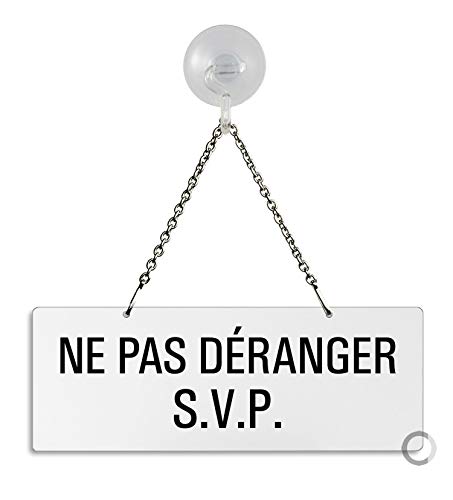 Panneau - Ne Pas Déranger s.v.p. Mélamine Blanc + Ventouse | 175x65 mm | No.31256-WS Cover