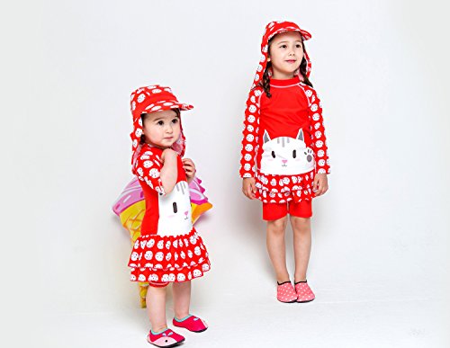 Image of VAENAIT BABY Girls Rash Guard Swimsuit UPF 50+ Long Sleeve Toddler Bathing Suit Ribbon Stawberry Floral Fruit for 2~8Years