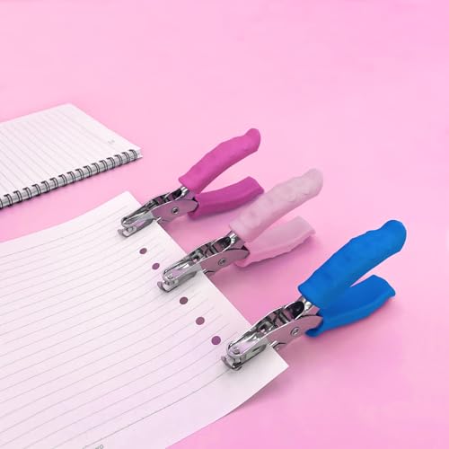 Lochzange Papier, Lochstanzer mit Soft-Griff Lochdurchmesser 6mm, Einzellocher mit Auffangbox für Papierfetzen, Metall Papierlocher für gratfreie Löcher, DIY Basteln für Büro, Zuhause und Klassenraum