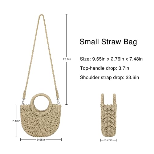 Image of Womens Straw Beach Bag Woven Crossbody Shoulder Bags Top Handle Satchel Handbag Purse for Summer