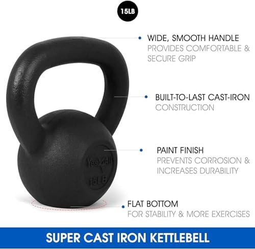 Yes4All Kettlebell Adjustable/Cast Iron/Protective Base Solid Smooth for Strength Training, Home Gym 24 41cJbTMUaaL. AC