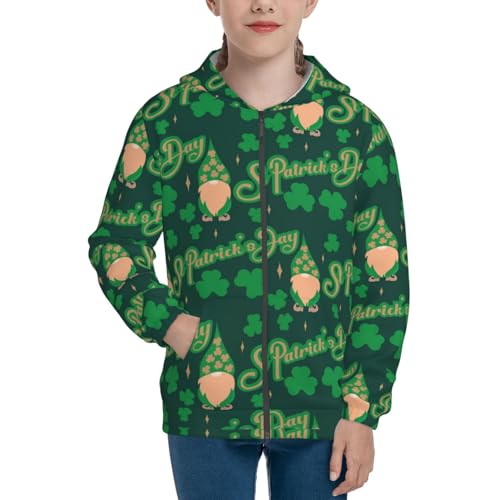 St Patrick's Day9 Kid Hoodies Boys Zip Up Sweatshirts Girls Pullover with Pocket3