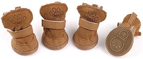 URBEST Dog Shoes with Hook Loop Closure Booties Pet Dog Chihuahua Shoes Boots, 4Pcs (2#, Brown)
