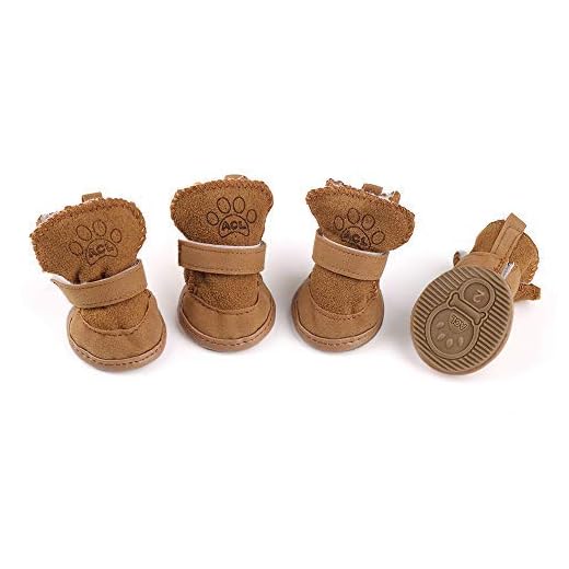 URBEST Dog Shoes with Hook Loop Closure Booties Pet Dog Chihuahua Shoes Boots, 4Pcs (2#, Brown)