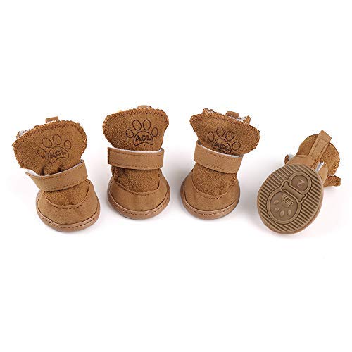 URBEST Dog Shoes with Hook Loop Closure Booties Pet Dog Chihuahua Shoes Boots 4Pcs (2#, Brown) by URBEST - Used condition - US$6.72