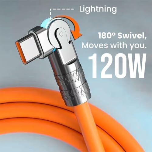 Image of Treziya Fast Charging Type C to Lightning Cable, Supports Fast Charging with Original Adapter, 180 Rotating Metal Head, 6A LED Cable for iPhone, iPad & Android Devices (Single set Cabel)