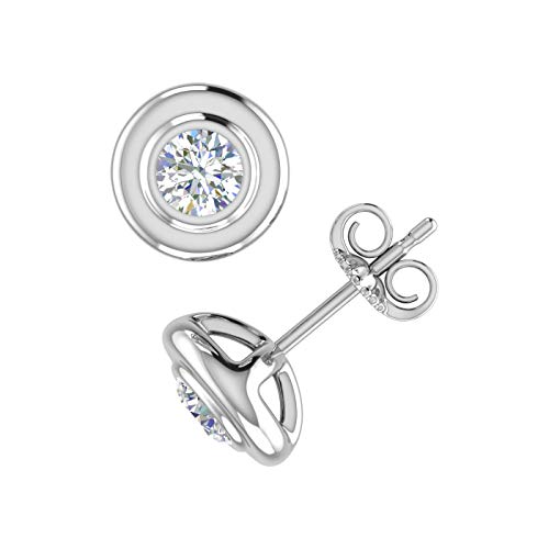 2/3 Carat Diamond Bezel Set Stud Earrings In 14K White Gold (0.66 Ct) #TOP1
