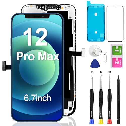 for iPhone 12 Pro Max Screen Replacement 6.7 inch 3D Touch LCD Screen Display Digitizer Frame Assembly Repair Kit with Waterproof Seal+Repair Tools+Screen Protector for A2342 A2411 A2412 A2410
