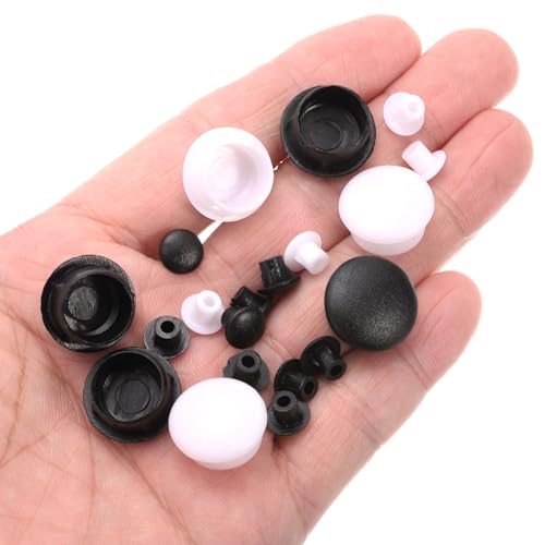 Image of uxcell 100Pcs Screw Hole Plugs, 12mm(15 /32 inch) Dia Plastic Snap in Locking Hole Covers Flush Type Caps for Furniture Cabinet Cupboard, White