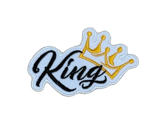 CLOVER INTER King Patch Iron on Patches Embroidered Badge Saw On for Jeans, Clothing, Bags, Jackets, Caps