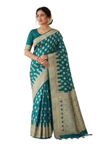 Women's Banarasi Silk Saree with Rich Golden Zari Weaving |