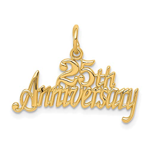 14k Yellow Gold 25th Anniversary Pendant for Women - Elegant