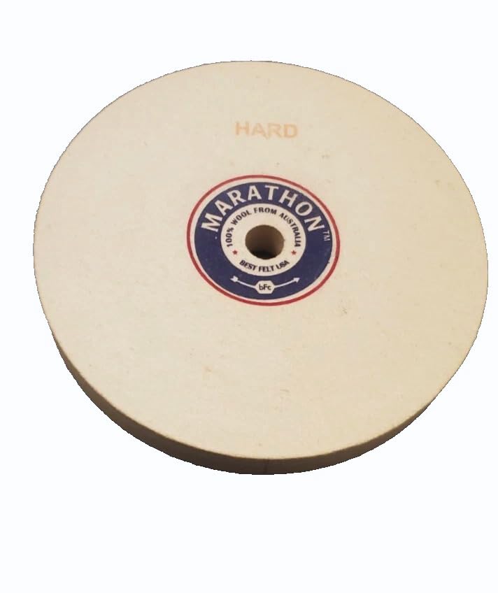 Marathon 8" x 1" x 3/4" Hole Felt Wheel, Hard Density, 100% Wool, Polishing