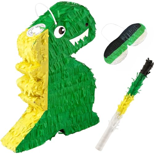 Ensemble de pinata dinosaure avec bandeau pour les yeux et raquette, pinata pour enfants, parfait pour les jeux d'anniversaire, le plaisir, le mariage et la...