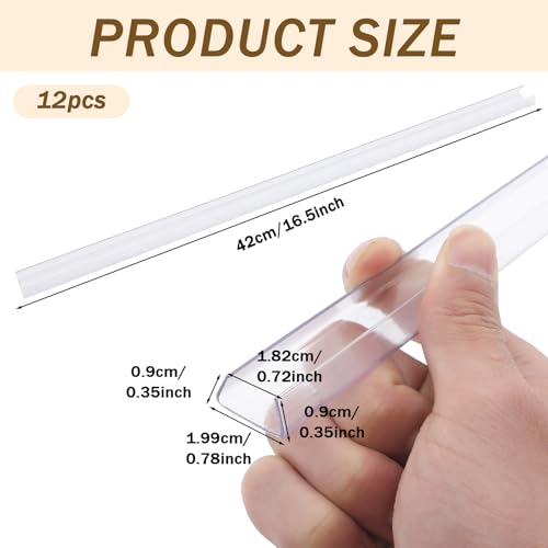 Image of 12Pcs 16.5 Inch Cabinet Door Protector Edge Guard Clear Slip-On Slimline Protector for Kitchen Cabinet Edges and Drawers to Prevent Chipping Wear and Discoloration Trash Garbage Drawer Saver Strip
