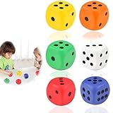 Lot de 3 Dés en Mousse Douce 4 cm pour Enfants, Cubes d’Apprentissage Colorés en Mousse PU avec Coins Arrondis, Silencieux et Légers, Idéaux pour Jeux Mathématiques, École et Maternelle, Rouge Jaune B
