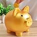 Cute Piggy Bank Plastic Pig Money Bank Adults Piggy Bank Pig Money Box Coin Bank Plastic Saving Coin Box for Boys Girls Kids (Golden)
