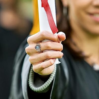 NICEDREAM Custom Class Ring for Women Graduation Rings for Her 2025 Gold Junior Grad Ring High School College Senior Rings Personalized University Graduation Ring