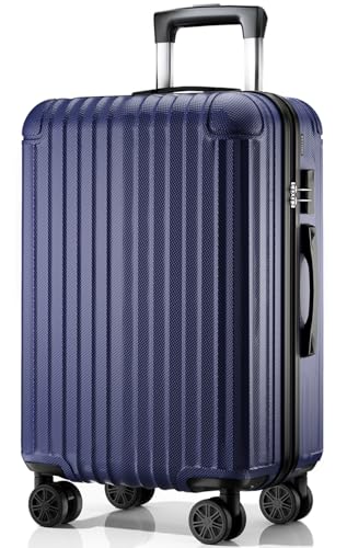 ABISTAB Koffer Trolley groß 76x51x30cm, Hartschalen Reisekoffer mit 4 Rollen & Zahlenschloss, leicht Handgepäck Koffer, Dunkelblau