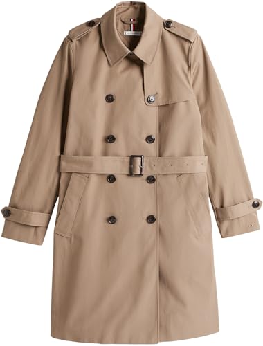 Tommy Hilfiger Damen Trenchcoat Cotton Slim Fit Kurz, Braun (Tundra Brown), 32 – Ansicht 3