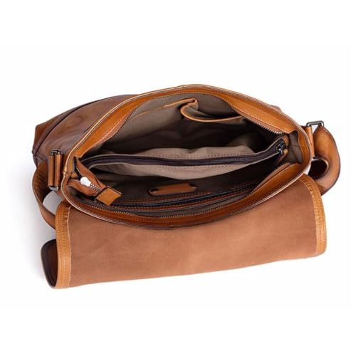 Mens Genuine Leather Shoulder Bags Messenger Bags Briefcases Laptop Bag Crossbody Bags Casual Daypacks(Yellow)4