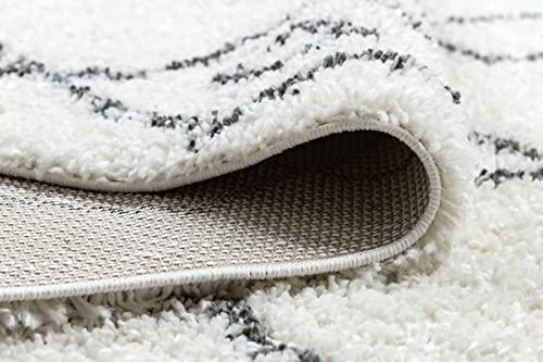 Tapis Union à poils longs berbère crème et gris 120x170 cm