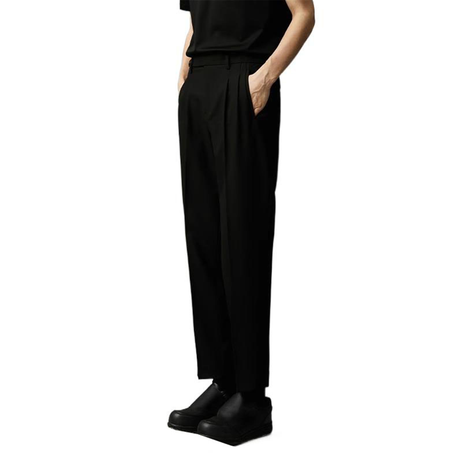 Mens Suit Pants Spring Straight Leg Loose Retro Casual Office Trousers for Men