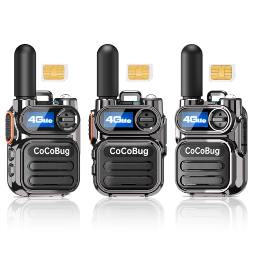 Lifetime Free Global Unlimited Range Rapid Walkie Talkies, Long Range Two-Way Radio 4G LTE PoC with Nationwide Range, Durable Radios for Truck Fleet,Construction site(3 Pack with SIM Cards)