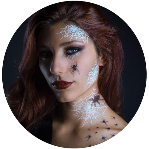 Tattoocrew 2 x Pretty Little Killers Face Halloween Temporary Tattoo Spider Costume Witch Web Horror