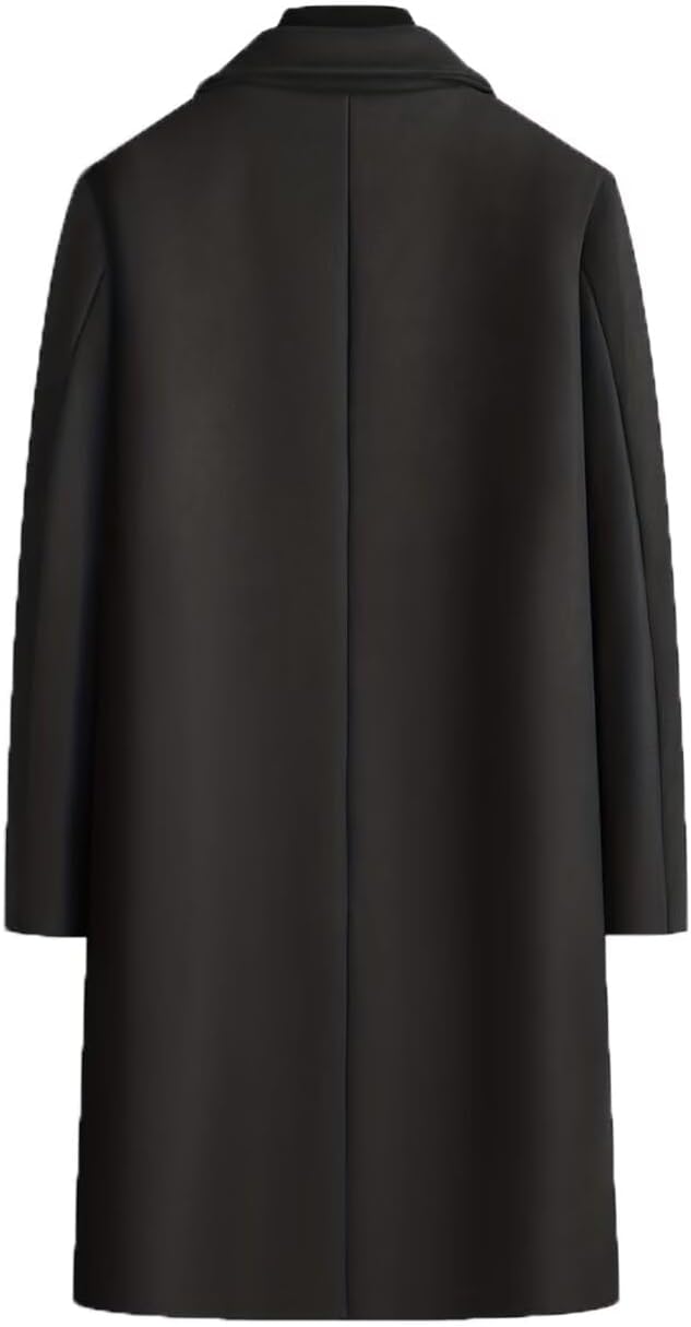 INVACHI Men's Wool Blend Pea Coat Notched Collar Double Breasted Overcoat Warm Winter Trench Coat - Image 3