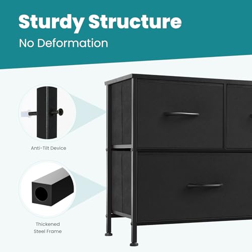 Image of OLIXIS Black Dresser for Bedroom, 5 Drawer Storage Organizer for Closet
