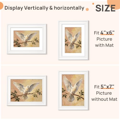 Image of upsimples 5x7 Picture Frame, Vintage Frames Decor, 1Pack White
