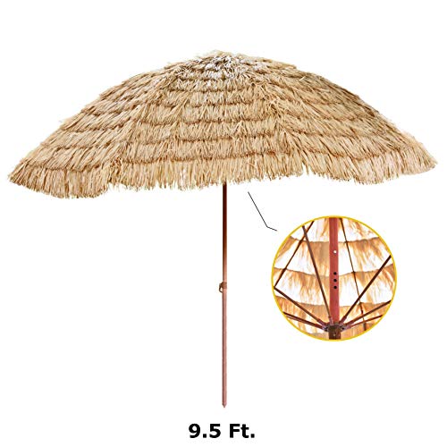 FOREVER BAMBOO 9.5 Ft. Tiki Thatch Beach and Patio Umbrella – Hawaiian Style